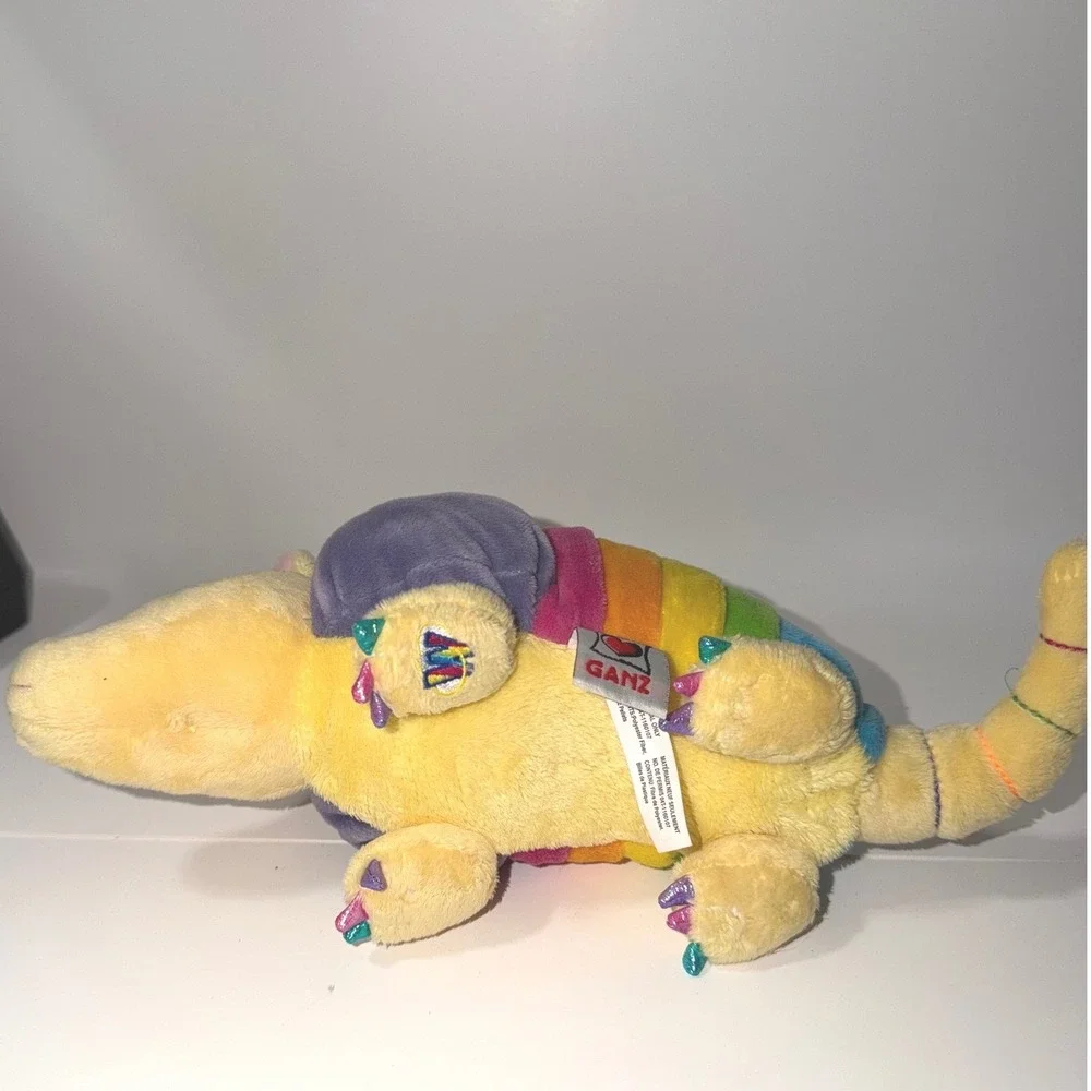Ganz Webkinz Rainbow Armadillo Plush Stuffed Animal Yellow Multi Color Striped